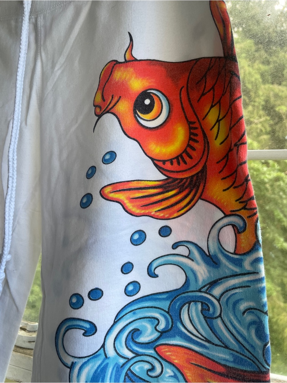 Don Ed Hardy white pants with orange koi